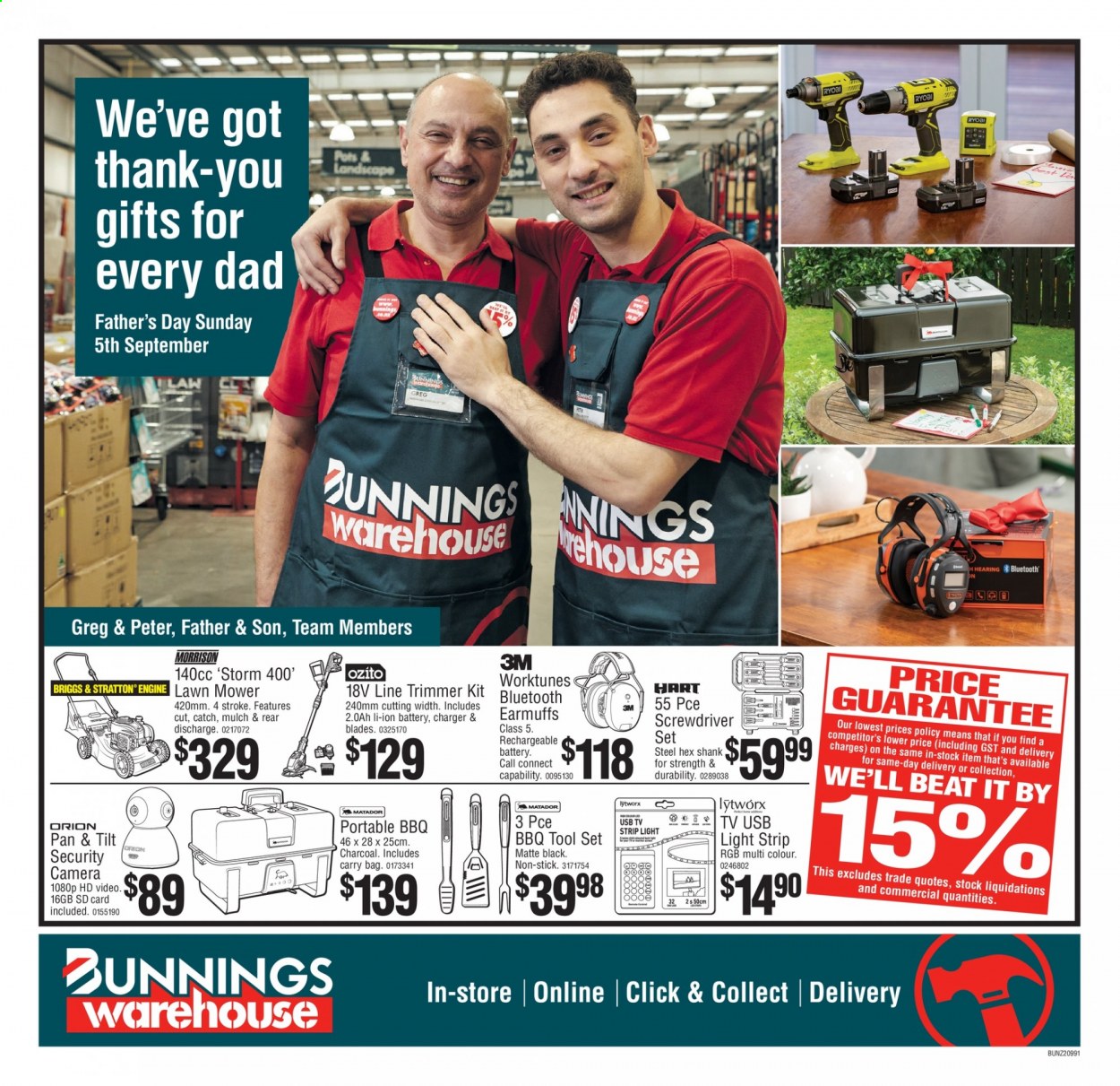 Bunnings Warehouse mailer  - 24.08.2021 - 05.09.2021. Page 1.