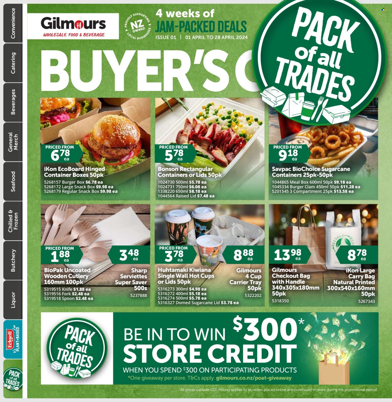 Gilmours mailer  - 01.04.2024 - 28.04.2024. Page 1.