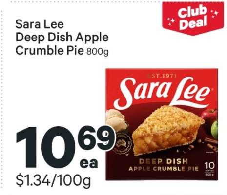 Sara Lee Deep Dish Apple Crumble Pie
