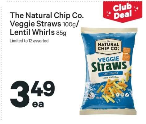 The Natural Chip Co. Veggie Straws 100g/Lentil Whirls 85g