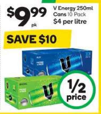 V Energy 250ml Cans 10 Pack