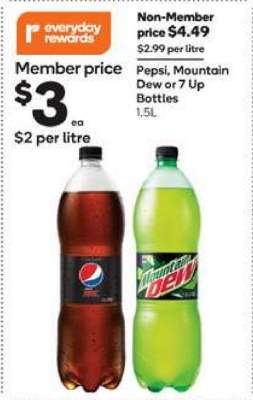 Pepsi, Mountain Dew or 7 Up Bottles